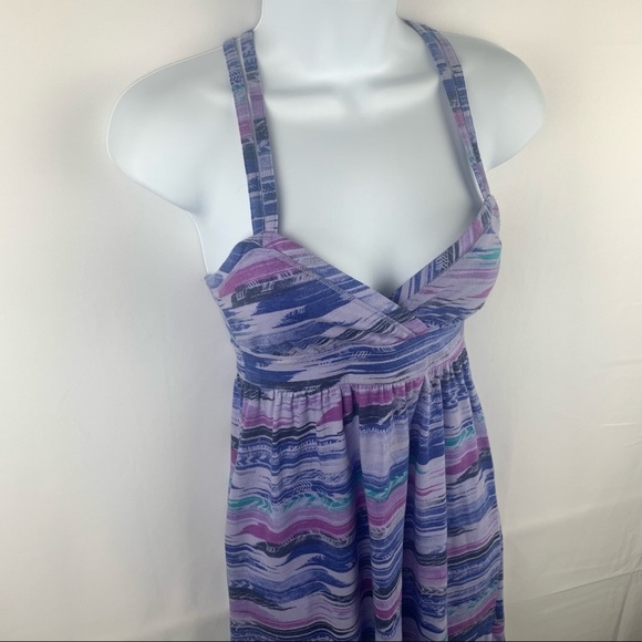SO Purple Multicolor Denim Navy Spagetti Strap Tank Dress Criss Cross Back - Picture 3 of 14
